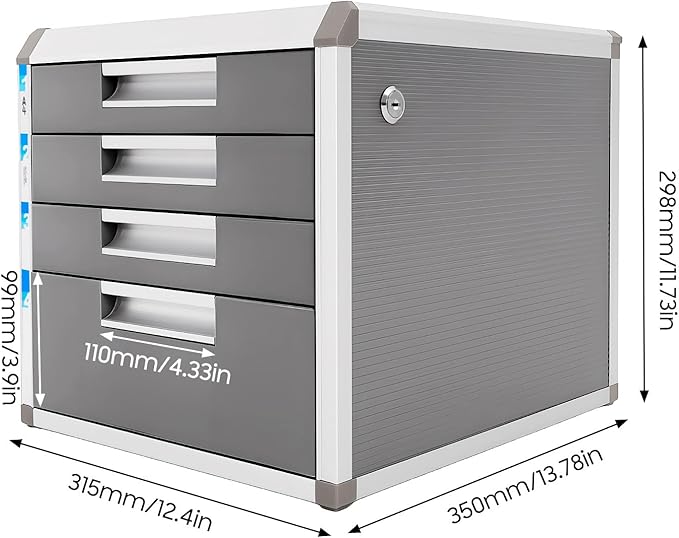 Metal Drawer Box, 4 Drawers Drawer Box luminium Alloy File Organiser, File - Image 2