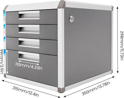 Metal Drawer Box, 4 Drawers Drawer Box luminium Alloy File Organiser, File - Image 2
