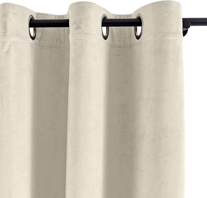 ChadMade Extra Long Blackout Lined Premium Velvet Curtain Ivory 72Wx120L Inch - Image 2