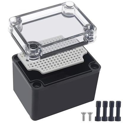 Junction Box, IP67 Waterproof ABS Black Project Box Clear Cover by Otdorpatio
