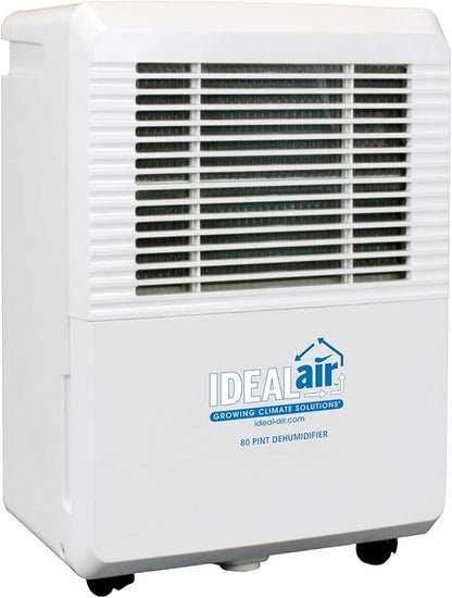Ideal-Air Dehumidifier | 80 Pint | Portable, LED Display w/ Dehumidistat and by Ideal-Air