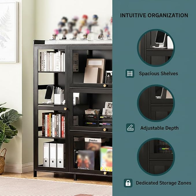 Display Cabinet with Acrylic Doors, 7 Storage Spaces Storage Cabinet & Curio - Image 4