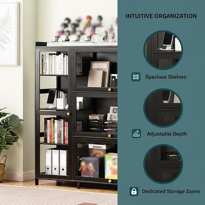 Display Cabinet with Acrylic Doors, 7 Storage Spaces Storage Cabinet & Curio - Image 4