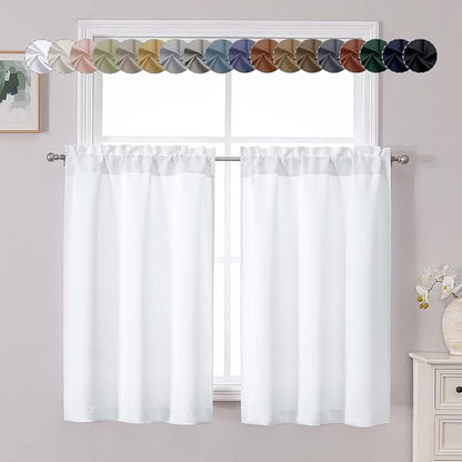 Chyhomenyc Light Filtering Short Curtains 45 Inch Length, Small Kitchen Window by Chyhomenyc
