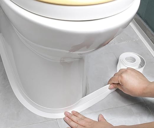 White Caulk Tape Waterproof Self Adhesive, Toilet & Bathtub Sealant Strip - Image 9