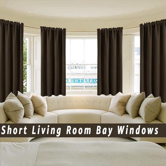 PANELSBURG Dark Brown Waterproof Window Curtains 42 Inch Length - Image 4