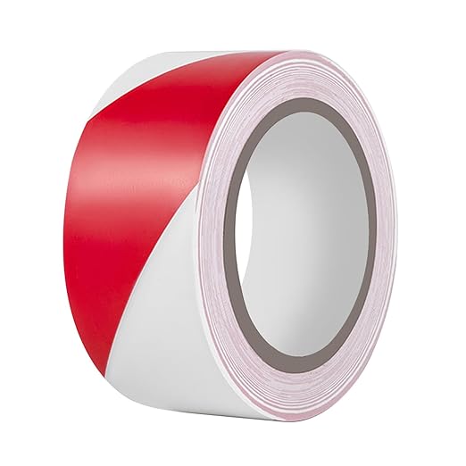 Hazard Tape - 2 Inch x 108 Feet Red & White Ultra-Adhesive Hazard Warning by YEEGRAOU