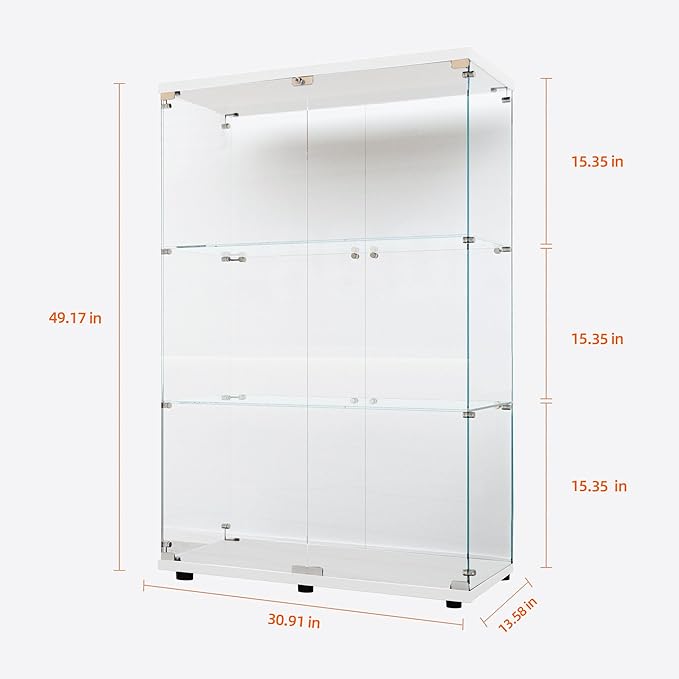 Yoluckea 3-Tier Glass Display Cabinet - Image 2