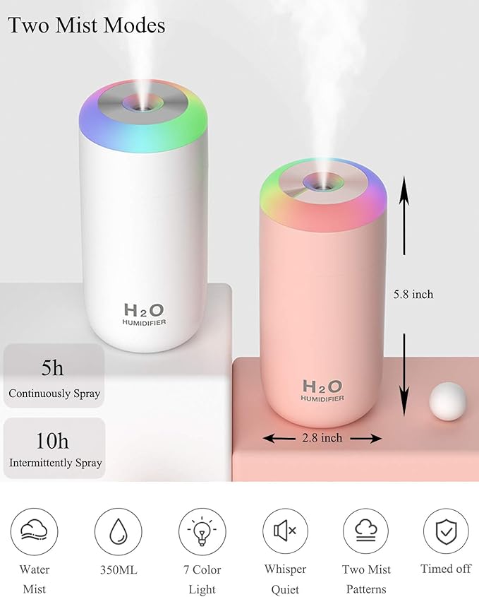 Mini Humidifier, 350ml Small Humidifier - Image 2