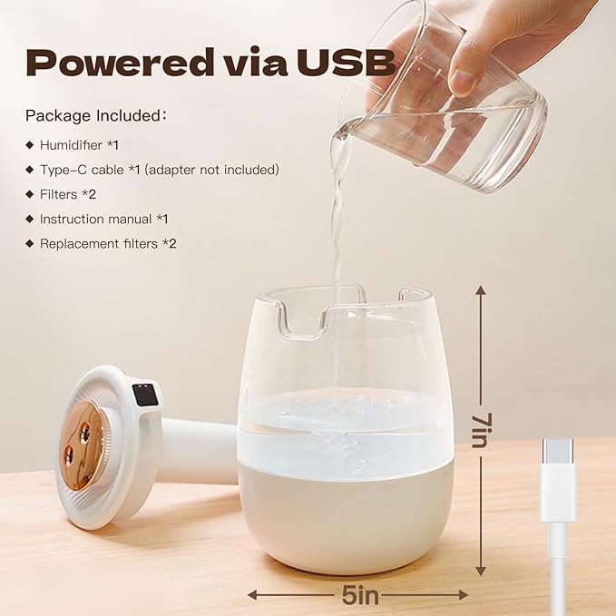 Double Spray Air Humidifier for Bedroom, 2L Quiet Cool Mist Humidifier for - Image 6