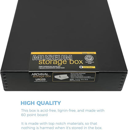 Lineco 11x14 Black Museum Archival Storage Box, Drop Front Design, 11 1/2 x 15 - Image 3