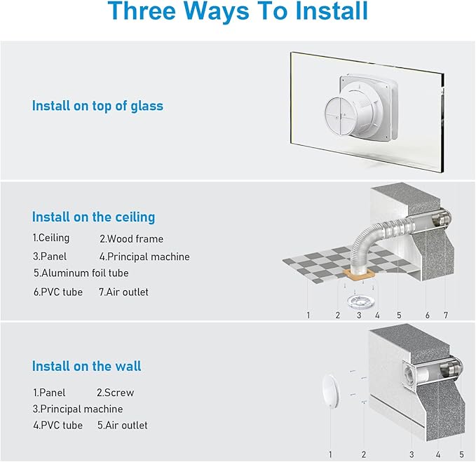 Bathroom Exhaust Fan, 6 inch Silent Ceiling and Wall Mount Ventilation Fan - Image 4