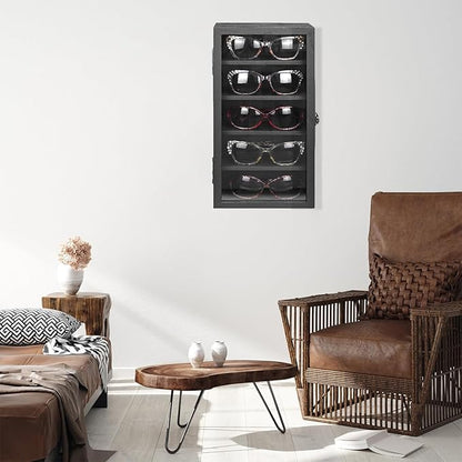 Wall Mounted Wooden Collectible Display Case 5 Shelf Display Storage - Image 2