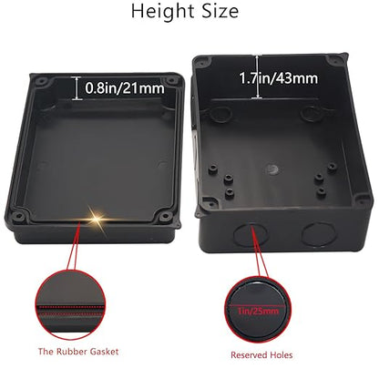 Electrical Box, ABS Plastic Project Box Power Cord Enclosure Black 5.9 x 4.3 x - Image 4