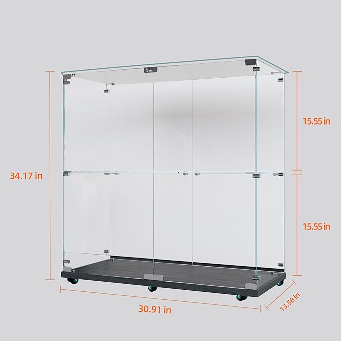 Yoluckea 2-Tier Glass Display Cabinet - Image 2