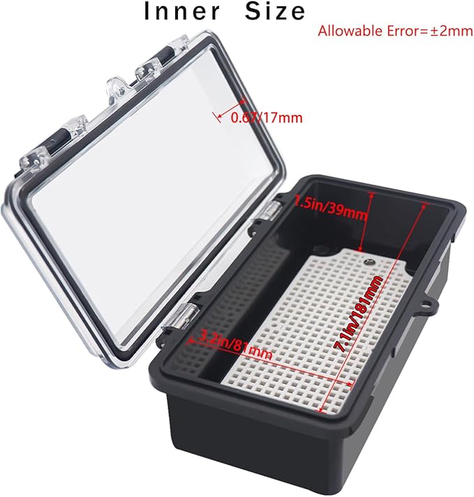Junction Box, Hinged Black Clear Cover IP67 Waterproof ABS Project Box - Image 3