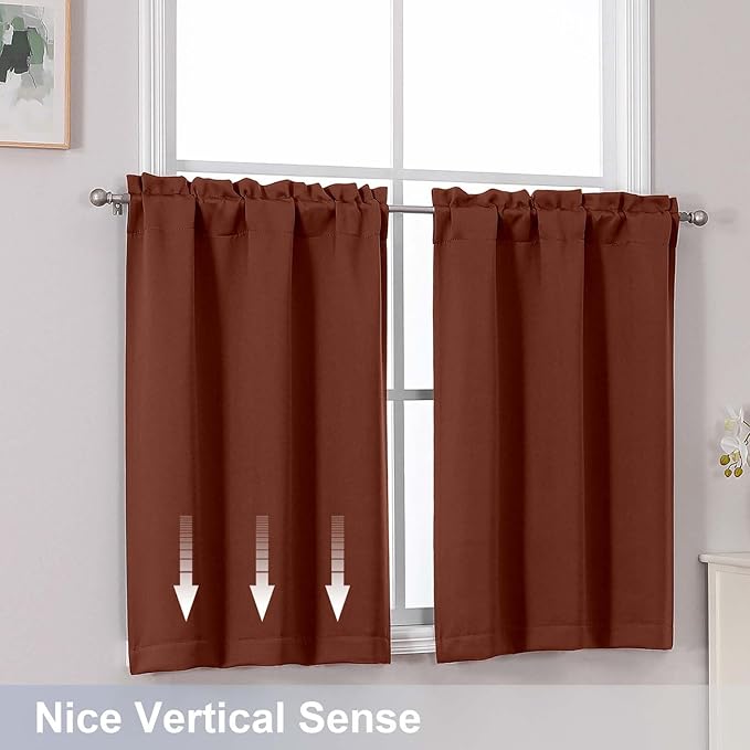 Chyhomenyc Terracotta Short Blackout Curtains 36 Inch Length, Small Kitchen - Image 6