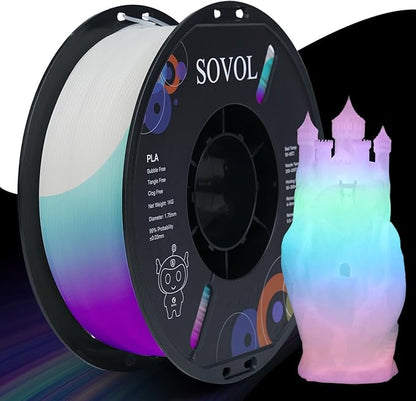 Sovol 3D Printer Glow in The Dark Filament Gradient Multicolor Fast Change PLA by Sovol