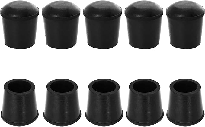 10 PCS Black Round Rubber Chair Leg Caps Tips, Vinyl Rubber End Kits, Soft by Zinkebol