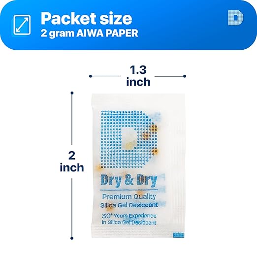 Dry & Dry 2 Gram Orange Indicating Silica Gel Packets Desiccants - Image 2