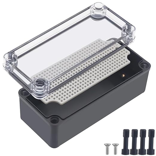 Junction Box, IP67 Waterproof ABS Black Project Box Clear Cover by Otdorpatio