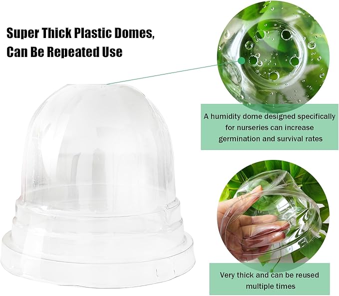Plant Nursery Pots with Humidity Domes, 25 Sets 4 Inch Soft Nursery Pots - Image 4