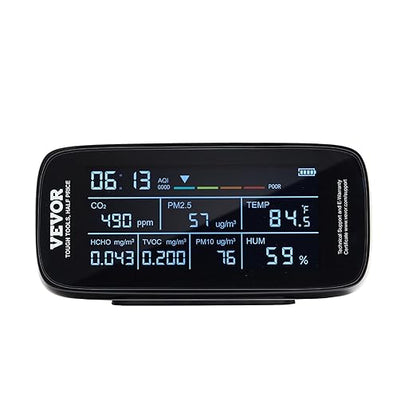 VEVOR Air Quality Monitor 9-in-1, Temperature, Formaldehyde TVOC AQI Tester - Image 9