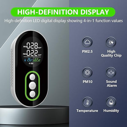 4 in 1 PM 2.5 and PM 10 Air Quality Monitor, Portable PM 2.5 Detector - Image 3