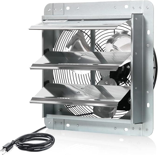 KEN BROWN 12 Inch Shutter Exhaust Fan Wall Mounted, Aluminum by KENBROWN