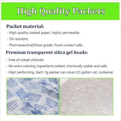 Premium Silica Gel Desiccant Packs 1 Gram 100 Packets Moisture Absorbers - Image 2