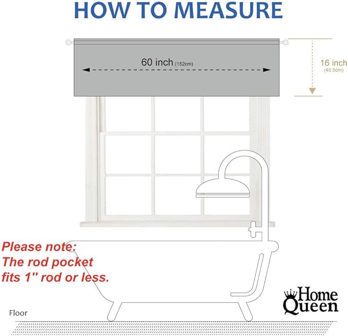 Home Queen Waffle Bathroom Window Curtain Valance, Short Straight Kitchen - Image 7