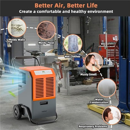 ARLIME 140 Pints Dehumidifier w/Handles & Wheels & Intelligent Humidity Control - Image 8