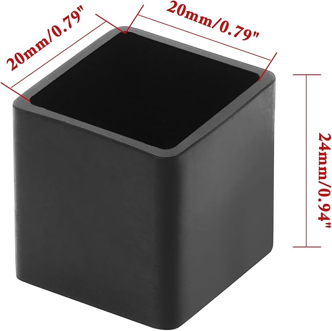 8 Pcs Square PVC Furniture Leg Caps, Vinyl Flexible Chair Leg Floor Protectors - Image 2