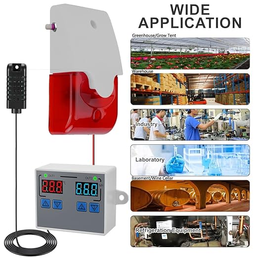 Hygrometer Thermometer Alarm, 12V High/Low Temperature and Humidity Monitor - Image 3