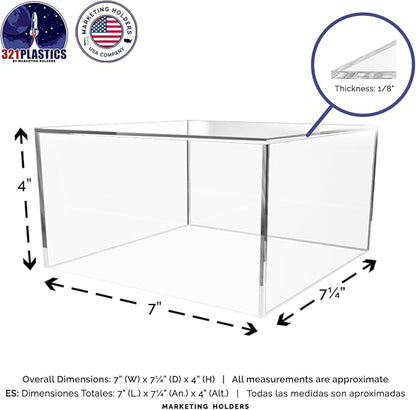 4 Pack Clear Acrylic Display Box Versatile 5 Sided Pedestal No Lid 7" x 7.25" x - Image 6
