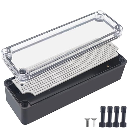 Junction Box, IP67 Waterproof ABS Black Project Box Clear Cover by Otdorpatio