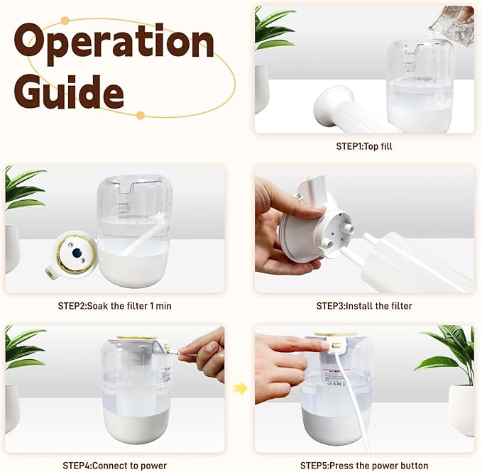Air Humidifier for Bedroom, 2L Quiet Cool Mist Humidifier for Plants Dorm Room - Image 6