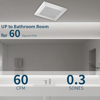 Tech Drive Bathroom Exhaust Fan 60 CFM, 0.3 Sone, 4-Inch Duct, No Attic Access - Image 3