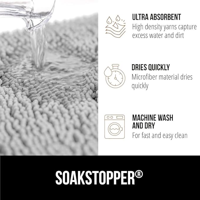 GORILLA GRIP SOAKSTOPPER Dog Door Mat, 60x36 Machine Washable Rug Absorbent - Image 4
