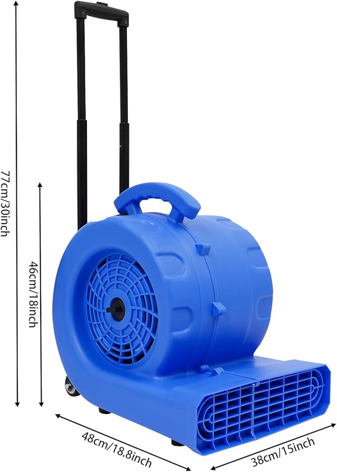 1HP Air Mover, 6-Hours Timer Carpet Dryer, Floor Drying Fan - Image 2