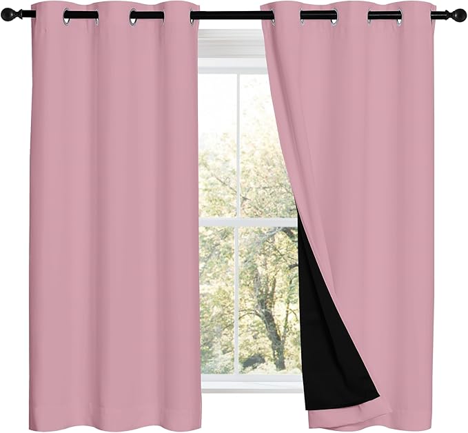 NICETOWN Crystal Pink 100% Blackout Curtains 2 Panels by NICETOWN