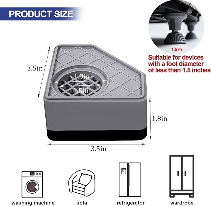 4Pcs Anti Vibration Pads for Washing Machine, Stops Washer Dryer Moving - Image 3