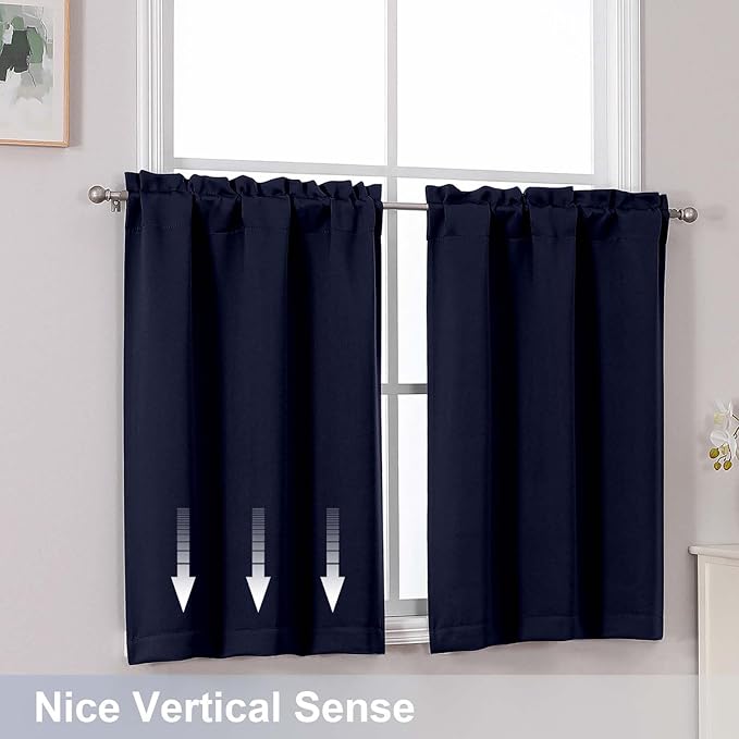 Chyhomenyc Navy Blue Short Blackout Curtains 30 Inch Length, Small Kitchen - Image 6