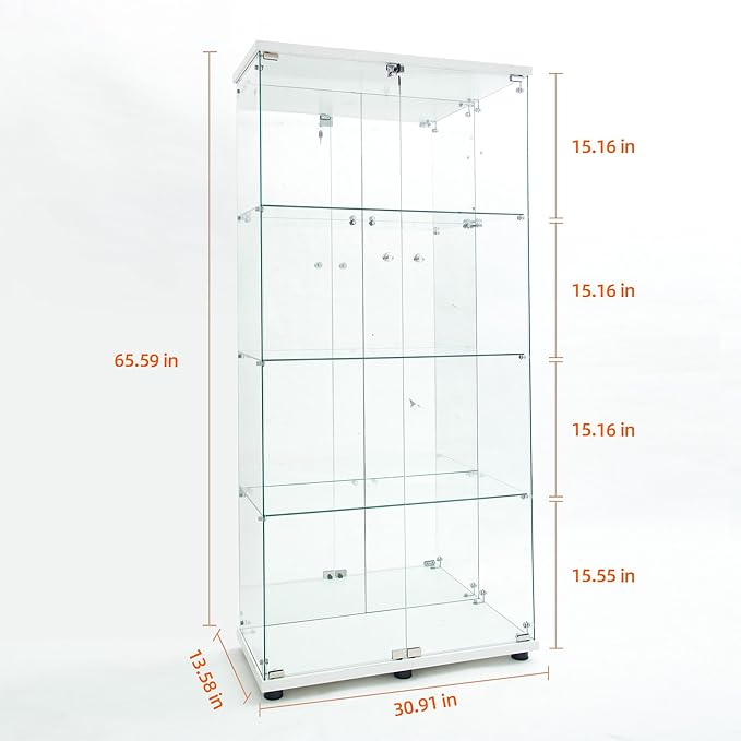 Yoluckea 4-Tier Glass Display Cabinet - Image 2