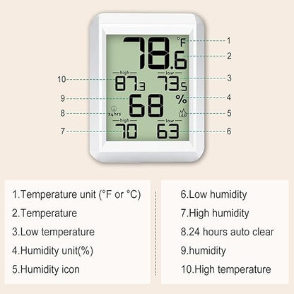Urageuxy Indoor Hygrometer Thermometer, Digital Humidity Meter Temperature Gauge - Image 4