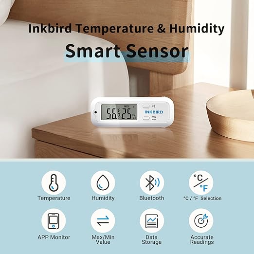 Inkbird Mini Digital Thermometer and Hygrometer, Temperature Humidity Bluetooth - Image 3