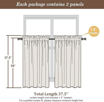 Chyhomenyc Roman Kitchen Curtains 36 Inch Length, Light Filtering Linen Blend - Image 4