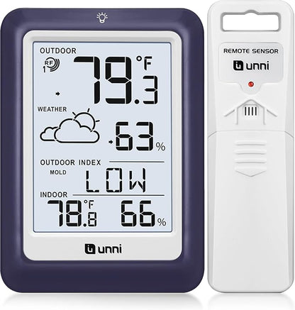 Indoor Outdoor Thermometer Wireless Weather Station, Temperature Humidity by UUNNI