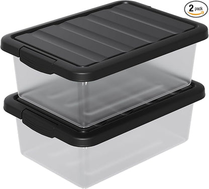 Vcansay 14 Quart Plastic Clear Latching Storage Container, Frosted Stackable Bin by Unknown