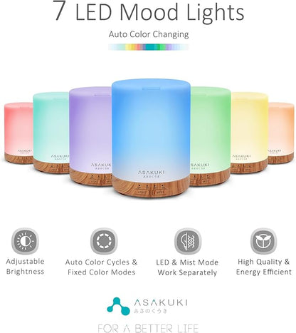 ASAKUKI 300ML Essential Oil Diffuser, Quiet 5-in-1 Premium Humidifier, - Image 2